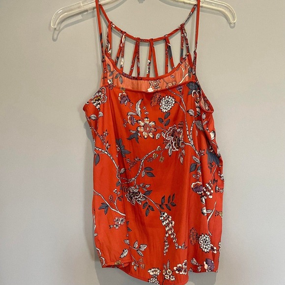 Maurices Sleeveless Blouse Adjustable Strap Open Neckline Floral Size Medium - Picture 2 of 6